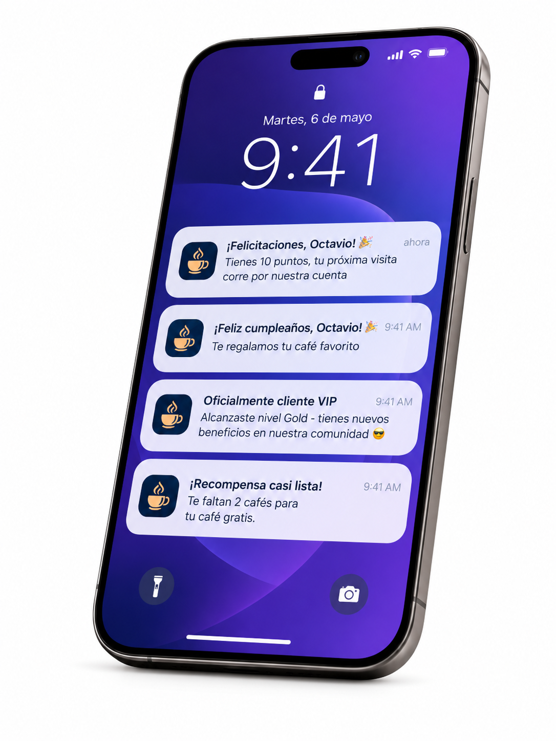 Mensajes push Wallet en pantalla de bloqueo