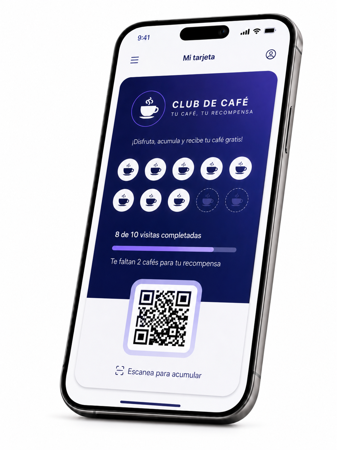 Tarjeta Wallet con puntos y QR